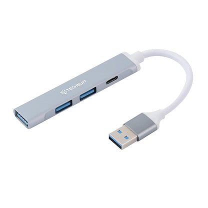 Hub USB Techsuit H19 PolarisBridge, 4in1, Gri Alb