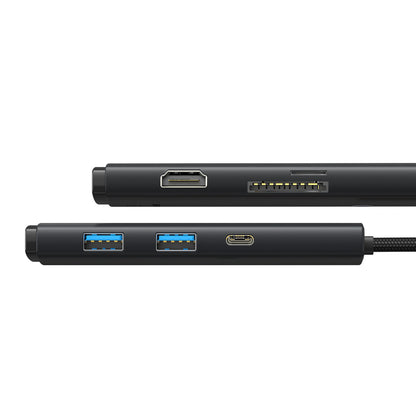 Hub USB-C Baseus Lite, 2 x USB-A 3.0 - 1 x USB-C - 1 x HDMI - 1 x SD - 1 x microSD, Negru WKQX050101