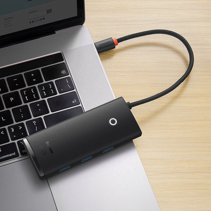 Hub USB-C Baseus Lite, 3 X USB-A 3.0 - USB-C - HDMI, Negru WKQX040001