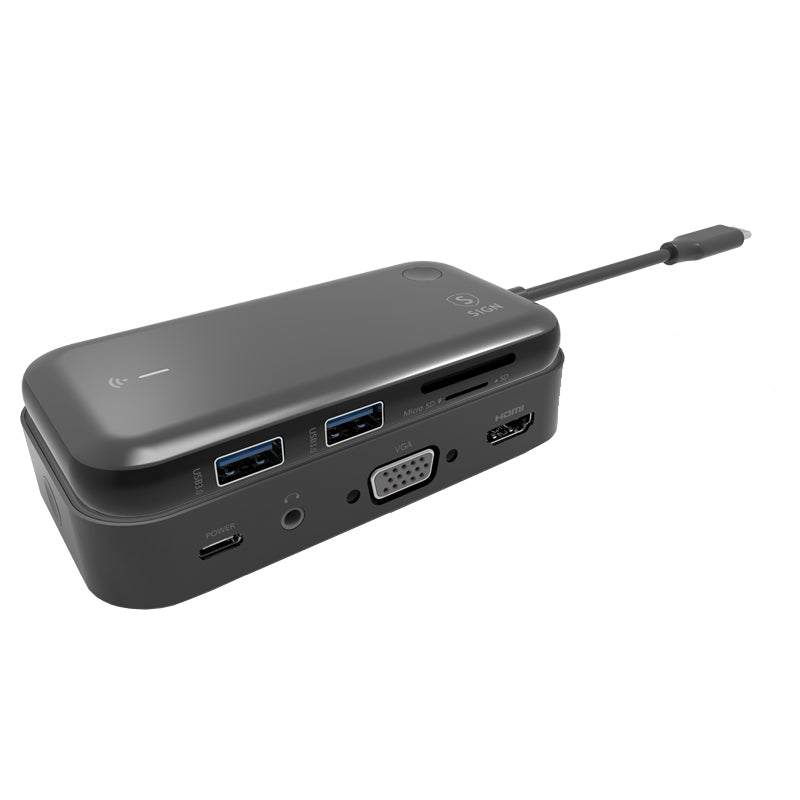 Hub USB-C SiGN, 1 x USB-C - 1 x HDMI - 1 x VGA - 1 x Jack 3.5mm, Negru SN-TVBT01