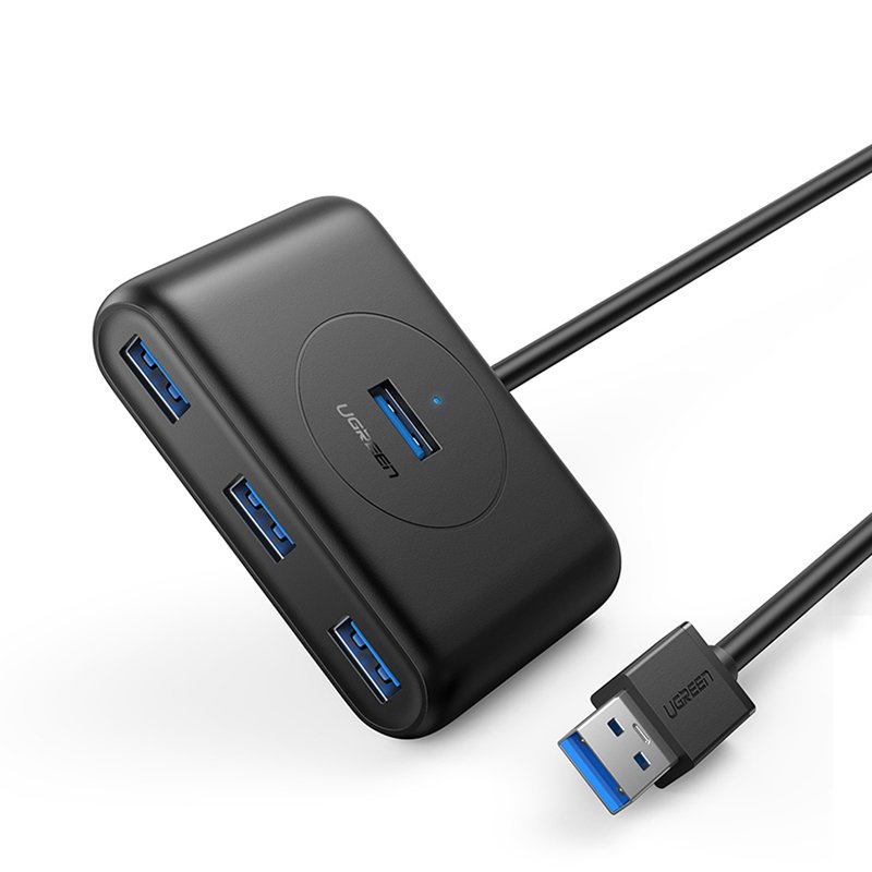 Hub USB UGREEN CR113, 4 x USB-A 3.0, 1m, Negru
