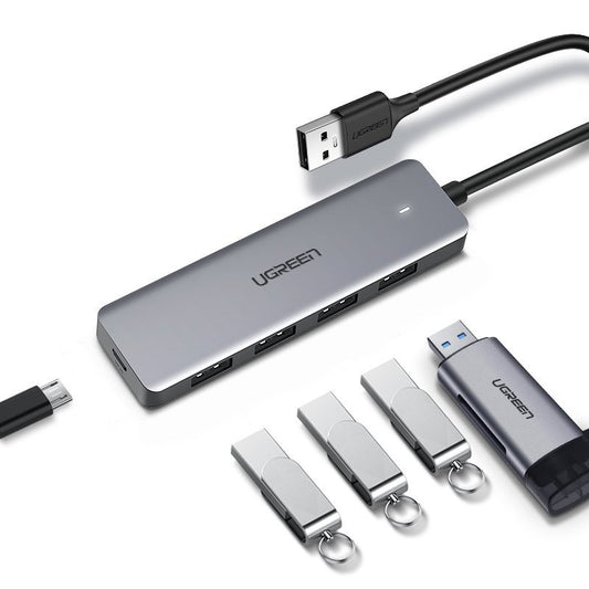 Hub USB UGREEN CM219, 4 x USB-A 3.0 - 1 x USB-C, Gri