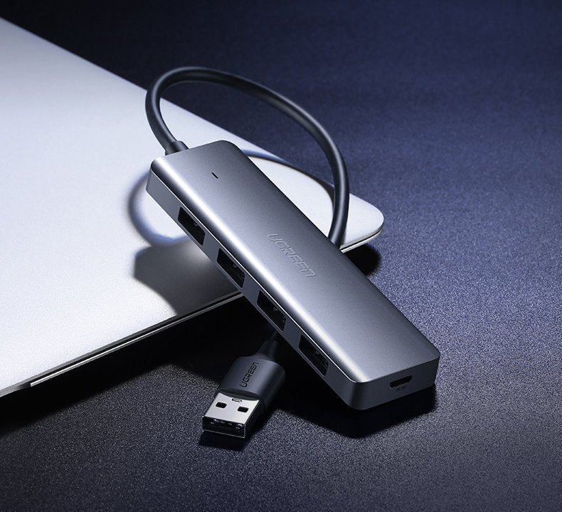 Hub USB UGREEN CM219, 4 x USB-A 3.0 - 1 x USB-C, Gri