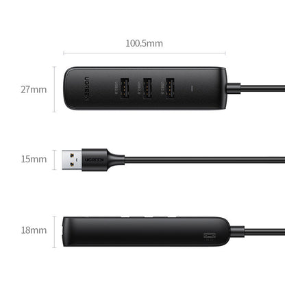Hub USB UGREEN CM416, 4 x USB-A 3.0, 1m, Negru