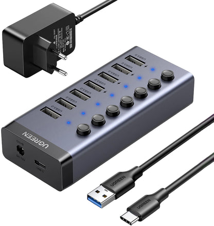 Hub USB UGREEN CM481, 7 x USB-A 3.0, Gri