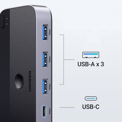 Hub USB UGREEN CM662, 3 x USB-A 3.0 - 1 x USB-C - 1 x miniUSB, Negru