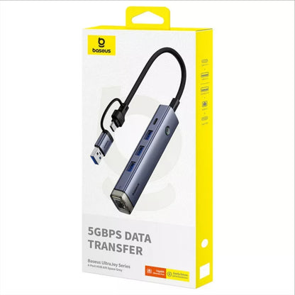 Hub USB / USB-C Baseus UltraJoy, 3 x USB-A 3.0 - 1 x USB-C - 1 x RJ45, Gri B0005280B811-14