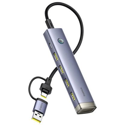 Hub USB / USB-C Baseus UltraJoy, 4 x USB-A 3.2 - 1 x USB-C, Gri B0005280B811-15