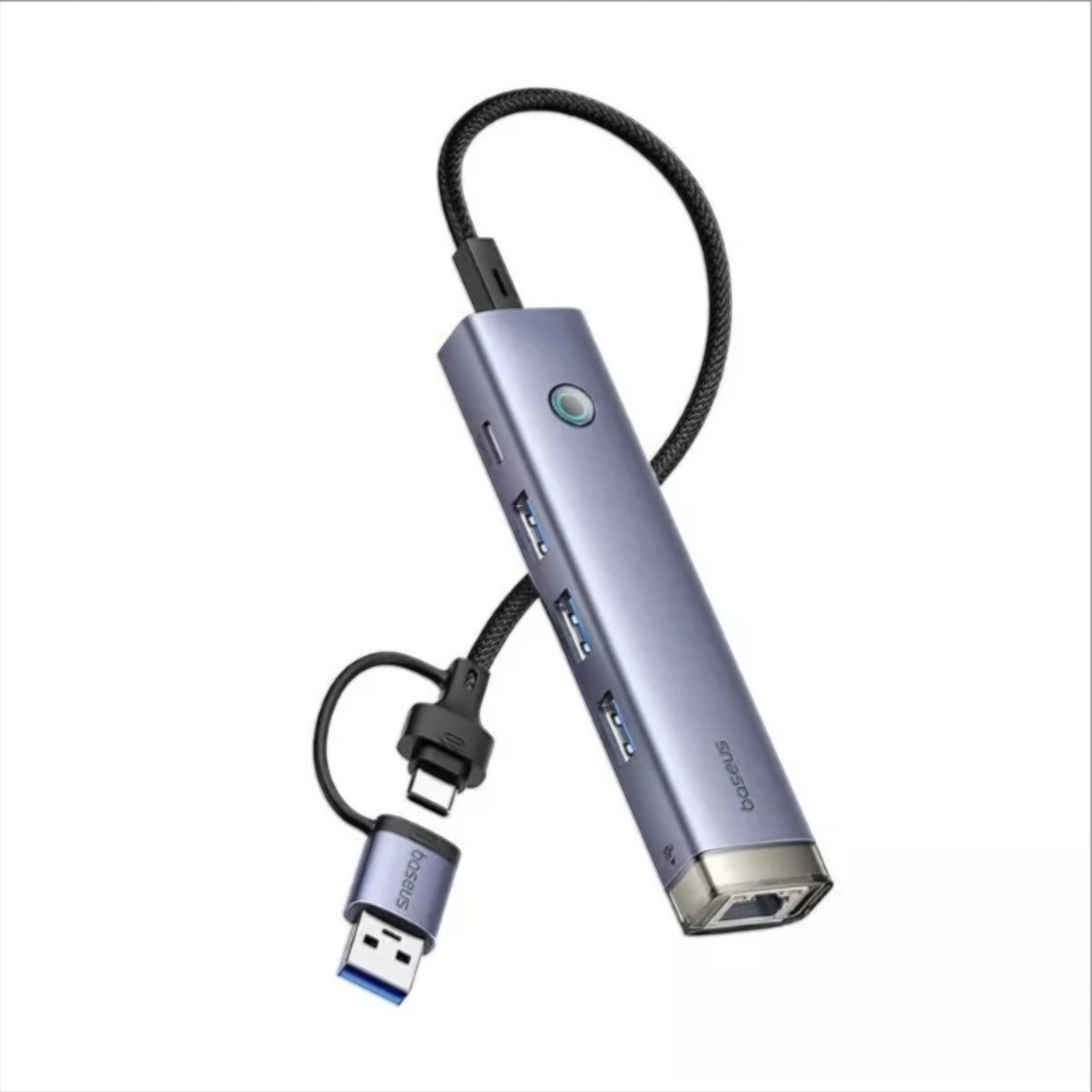 Hub USB / USB-C Baseus UltraJoy, 3 x USB-A 3.0 - 1 x USB-C - 1 x RJ45, Gri B0005280B811-14