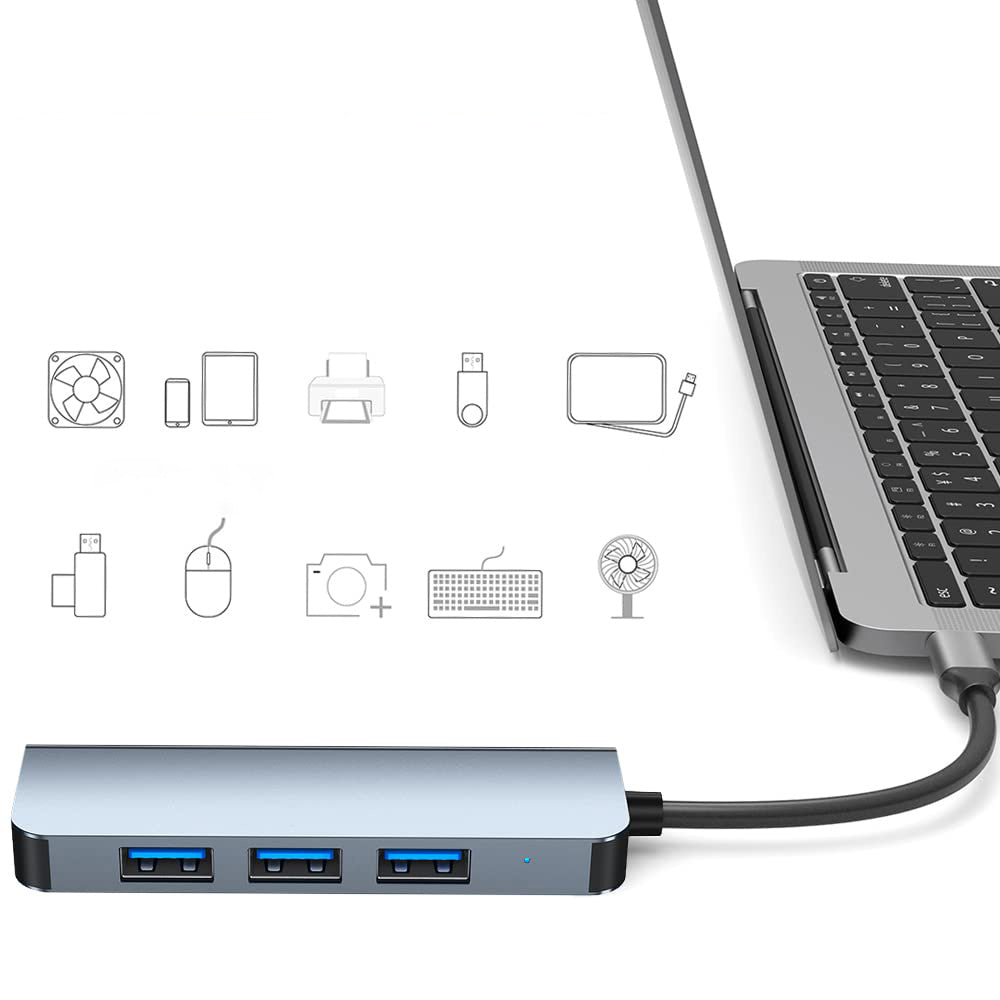 Hub USB / USB-C Techsuit H8 DataBridge, 4in1, Gri