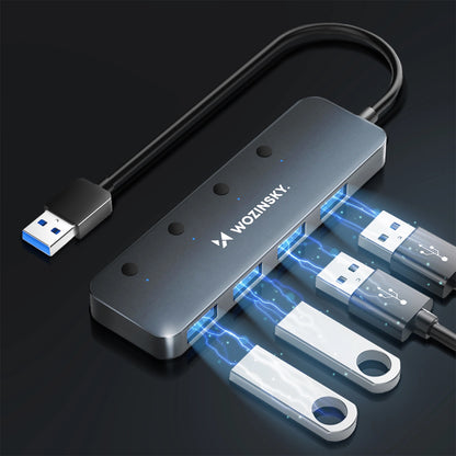 Hub USB WZK WHS080YSS, 4 x USB-A 3.0, Gri