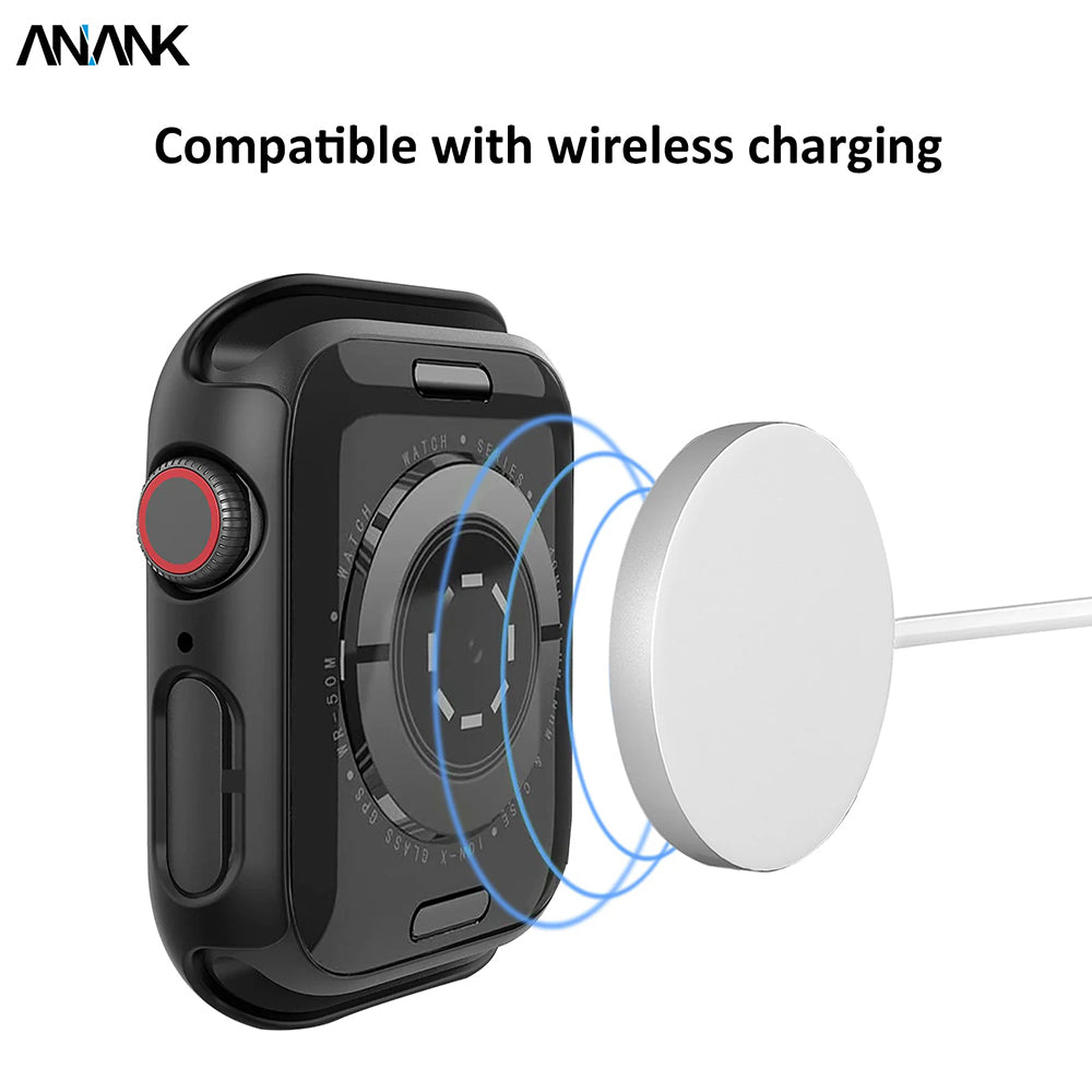 Husa Anank Screen Guard pentru Apple Watch Series 7 41mm, Neagra