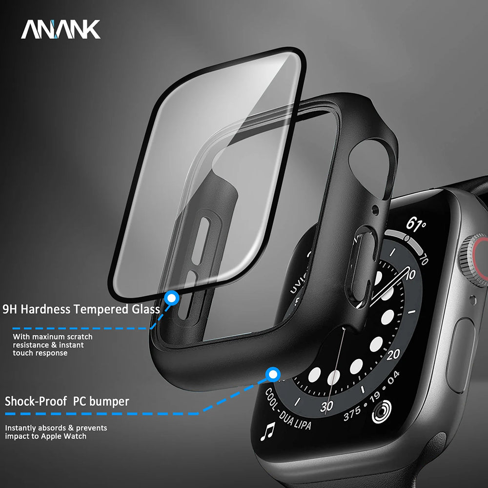 Husa Anank Screen Guard pentru Apple Watch Series 7 41mm, Neagra