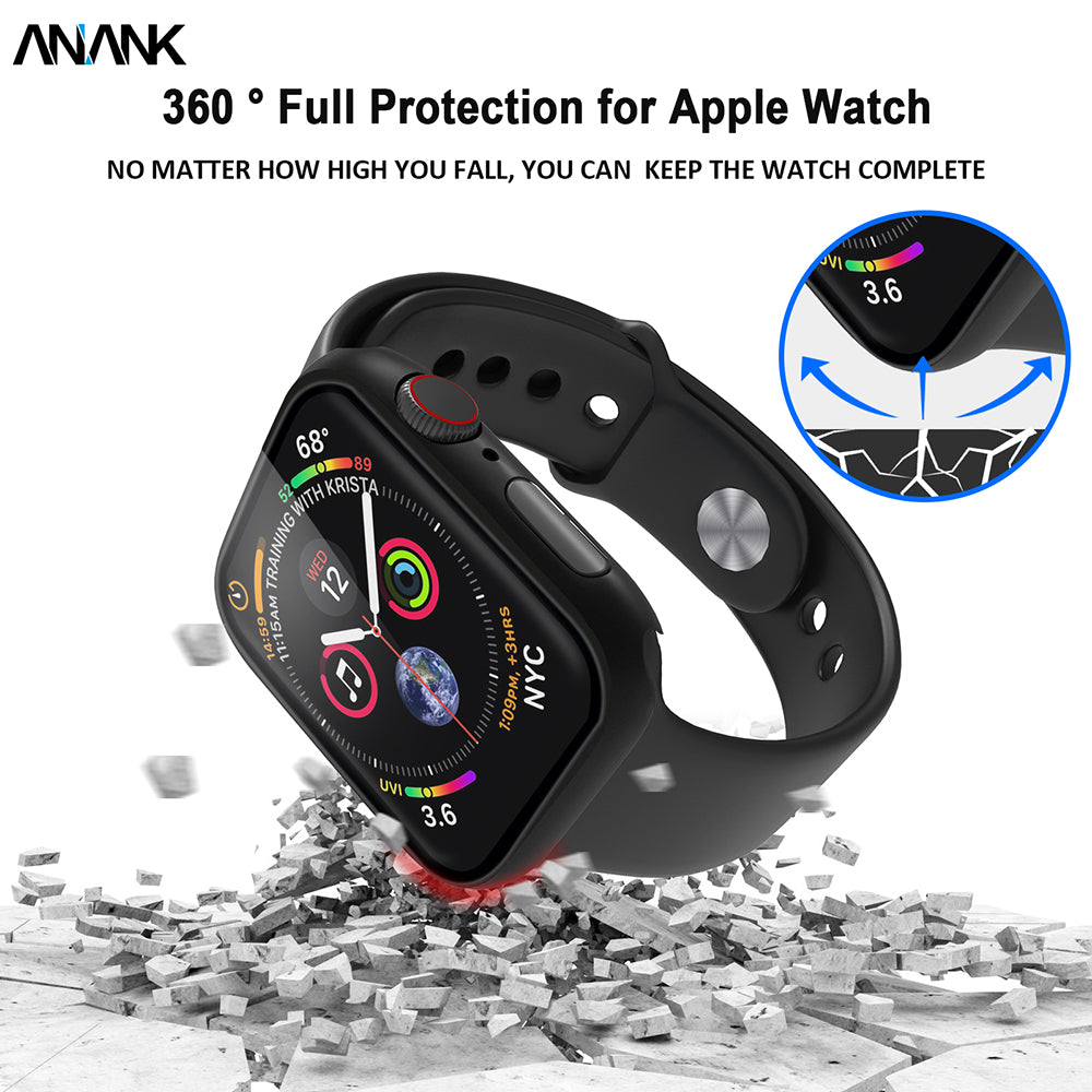 Husa Anank Screen Guard pentru Apple Watch Series 7 41mm, Neagra