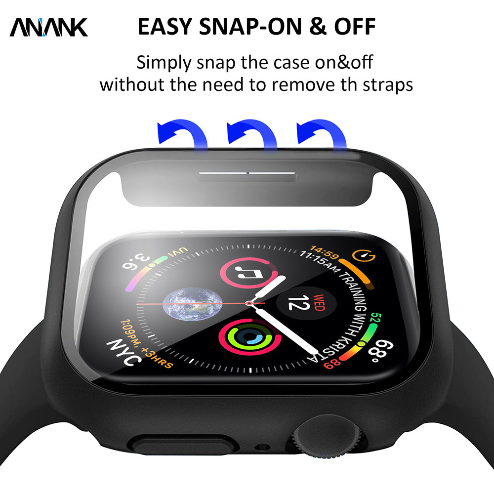 Husa Anank Screen Guard pentru Apple Watch Series 7 45mm, Neagra