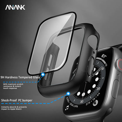 Husa Anank Screen Guard pentru Apple Watch Series 7 45mm, Neagra
