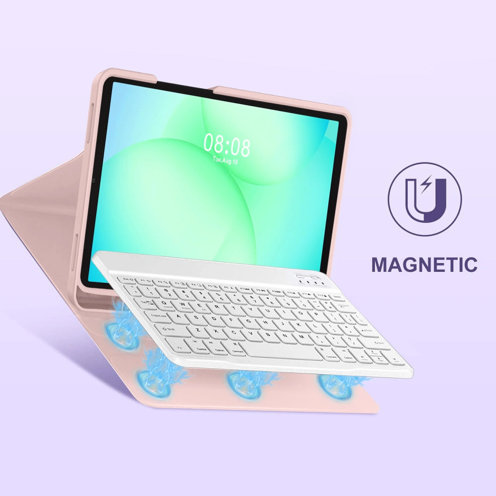 Husa Cu Tastatura pentru Samsung Galaxy Tab A11+ / Tab A9+, Tech-Protect, SC PEN, Roz