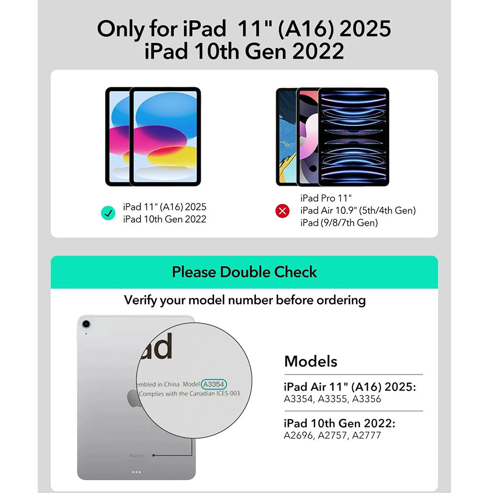 Husa cu Tastatura pentru Apple iPad (2025) / (2022), ESR, Rebound New, Neagra