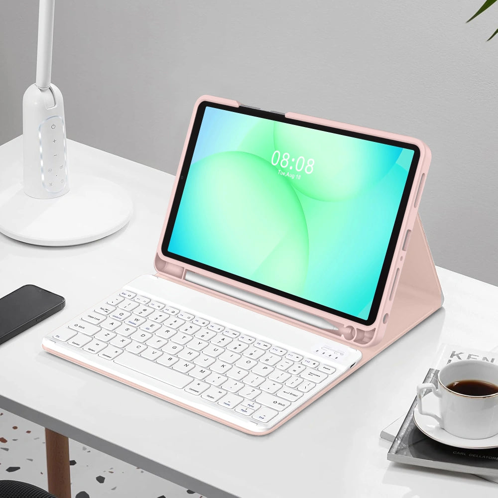 Husa Cu Tastatura pentru Samsung Galaxy Tab A11+ / Tab A9+, Tech-Protect, SC PEN, Roz