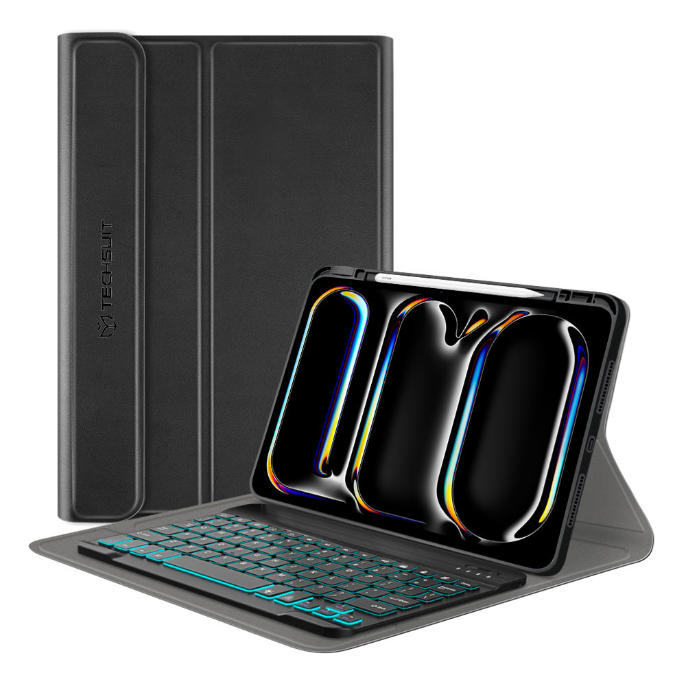 Husa cu Tastatura pentru Apple iPad Pro 11 (2024), Techsuit, CozyTab, Neagra