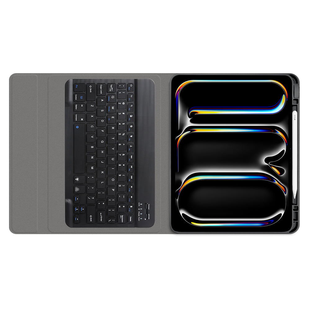 Husa cu Tastatura pentru Apple iPad Pro 11 (2024), Techsuit, CozyTab, Neagra