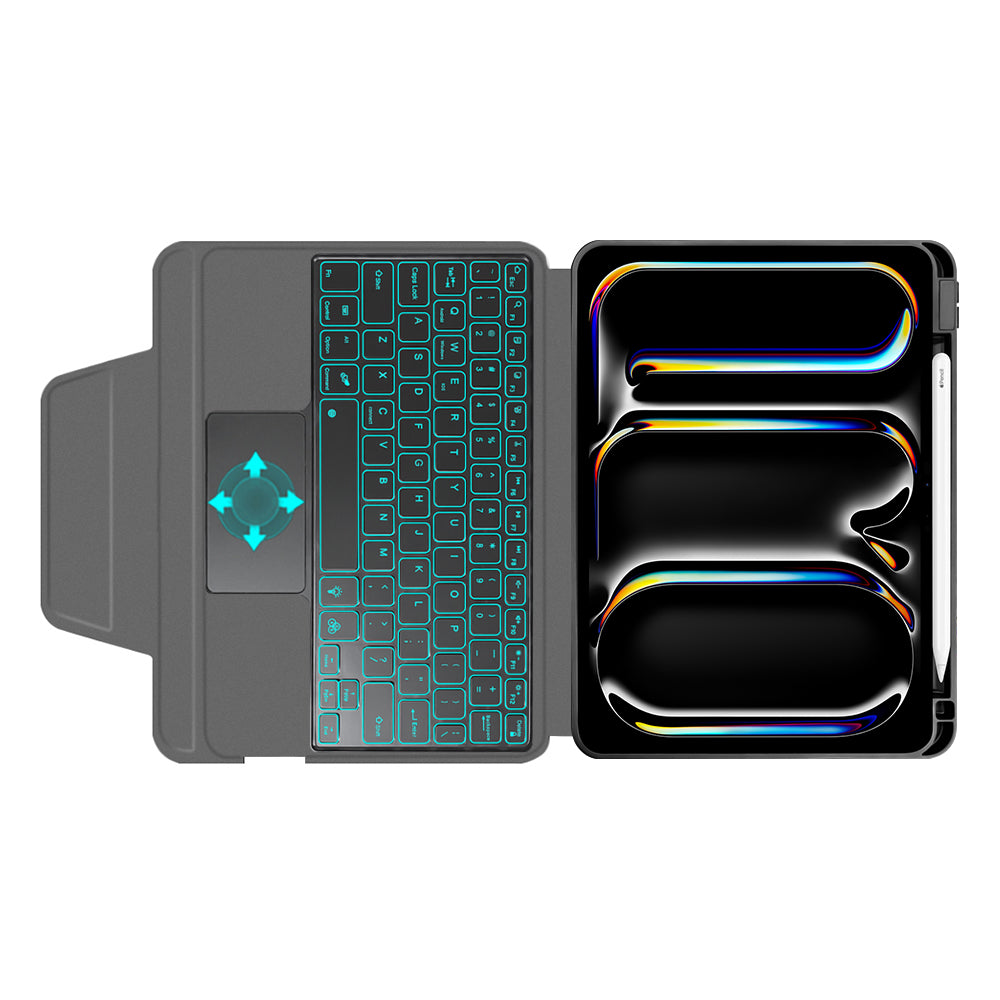 Husa cu Tastatura pentru Apple iPad Pro 11 (2024), Techsuit, KeyTab Pro, Neagra
