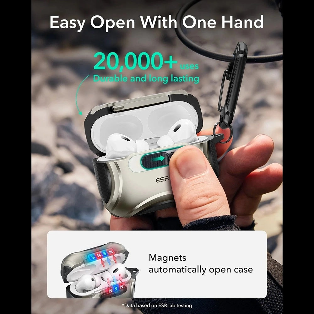 Husa ESR Cyber FlickLock pentru Apple AirPods Pro 3, Gri