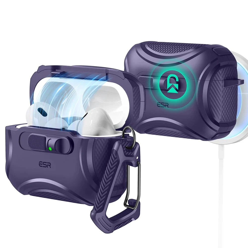 Husa ESR Cyber FlickLock pentru Apple AirPods Pro 3, Mov