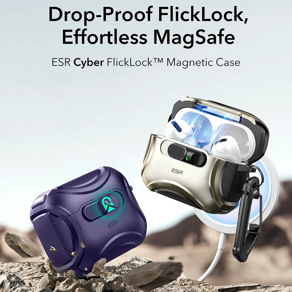 Husa ESR Cyber FlickLock pentru Apple AirPods Pro 3, Mov