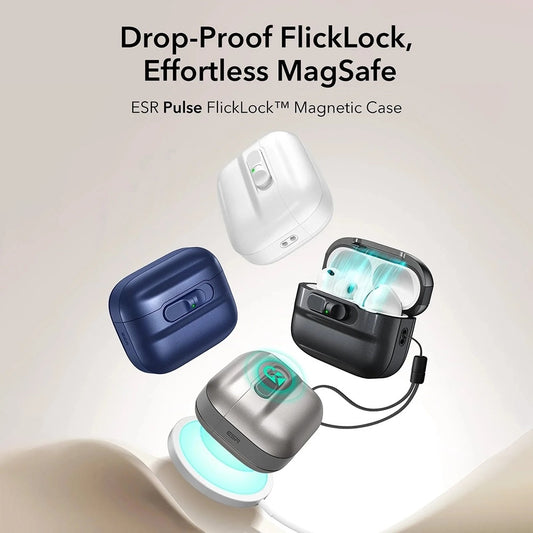 Husa ESR Pulse Magnetic FlickLock pentru Apple AirPods Pro 3, Gri