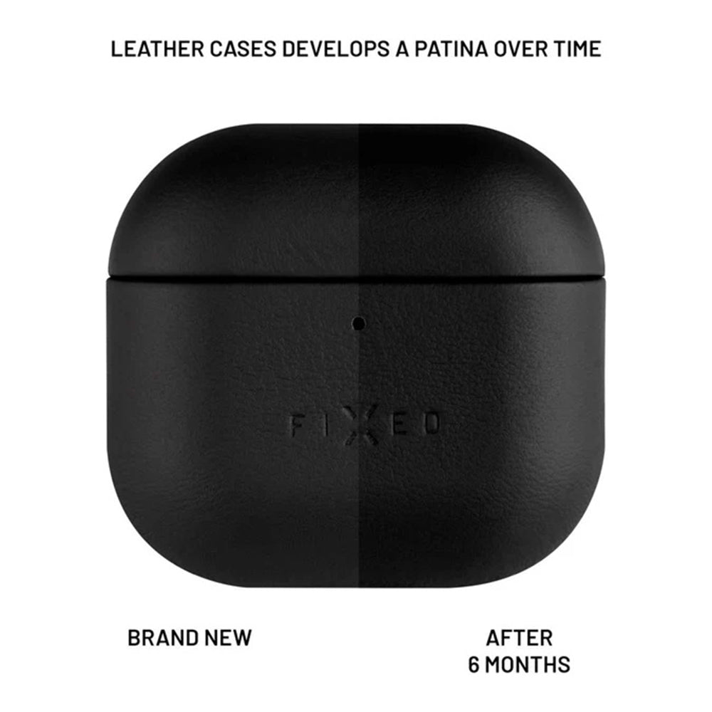 Husa Fixed PodsLeather pentru Apple AirPods 4, Neagra