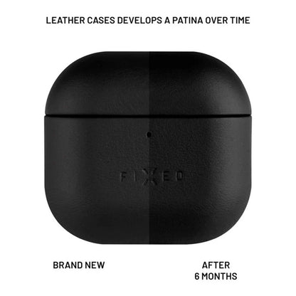 Husa Fixed PodsLeather pentru Apple AirPods 4, Neagra