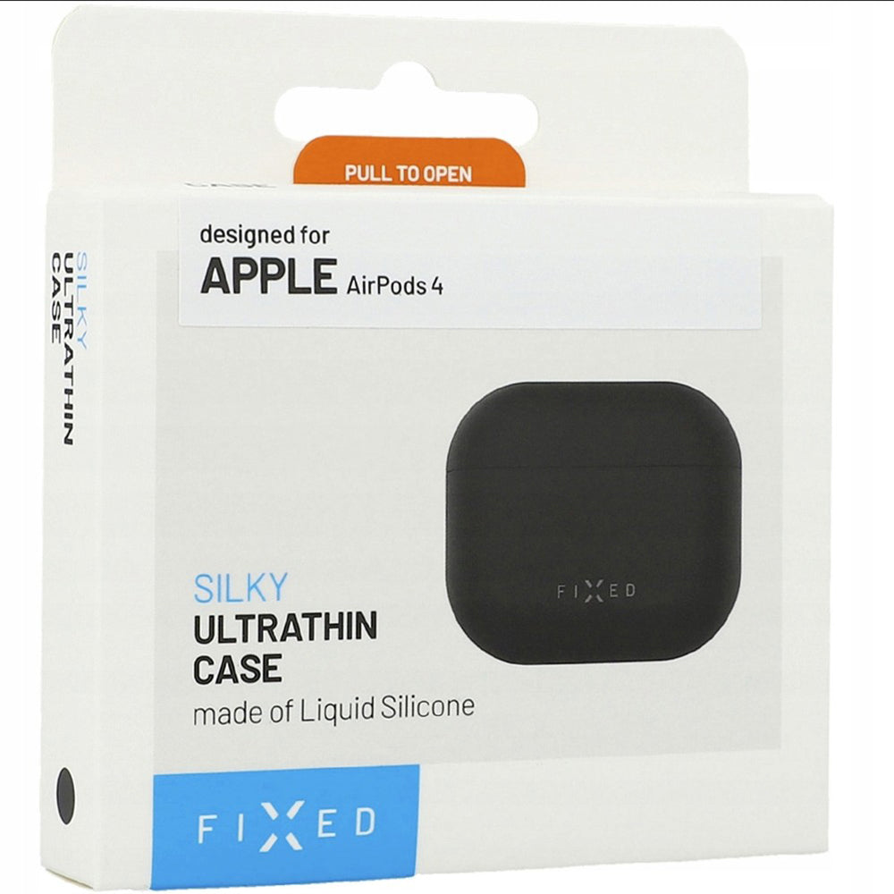 Husa Fixed Silky pentru Apple AirPods 4, Neagra