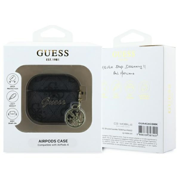 Husa Guess 4G Charm pentru Apple AirPods 4, Neagra