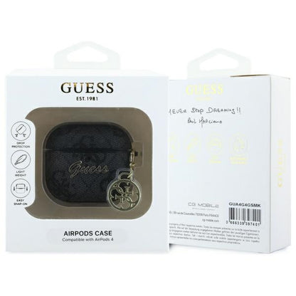 Husa Guess 4G Charm pentru Apple AirPods 4, Neagra