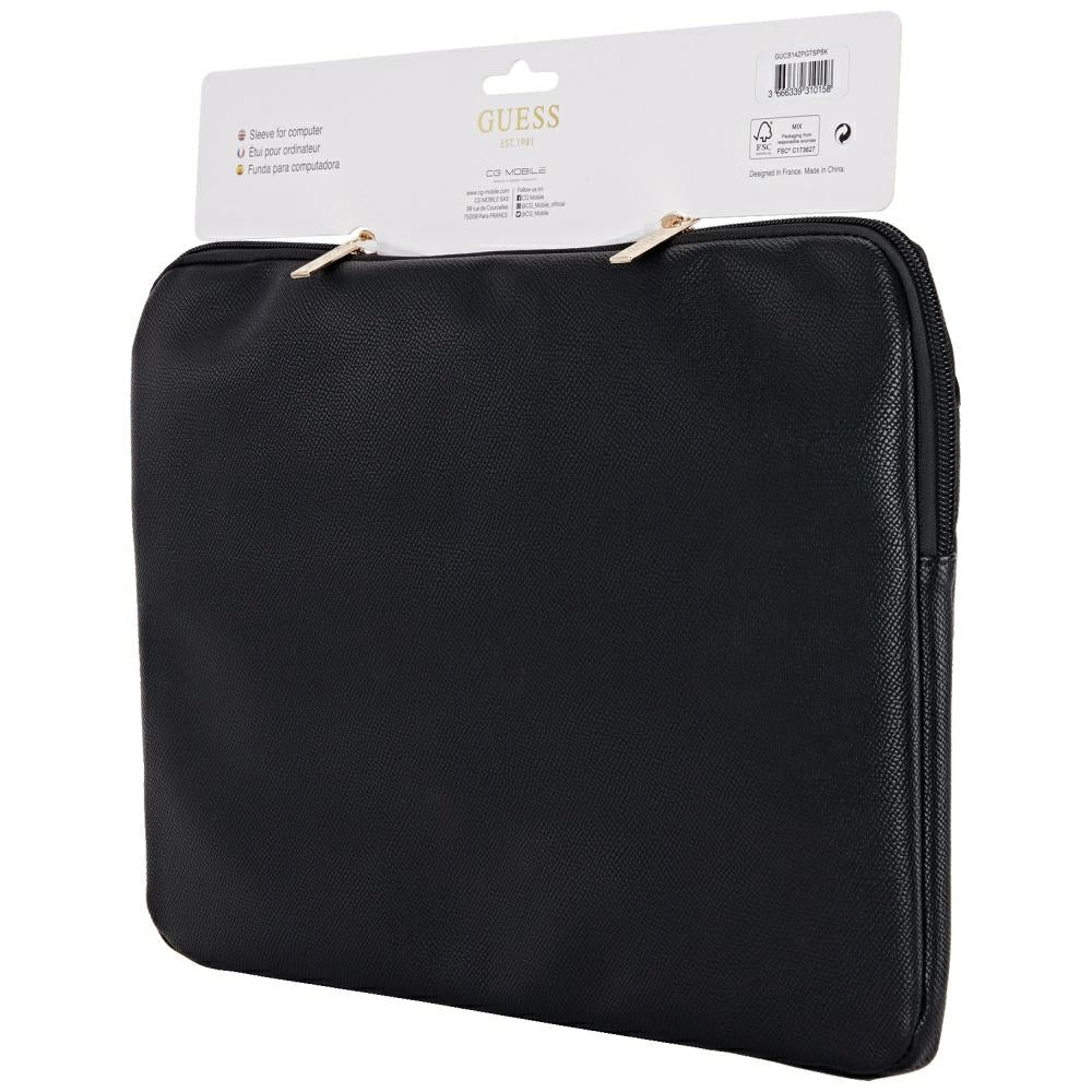 Husa Guess Grained Triangle Logo pentru Laptop 14inch, Neagra