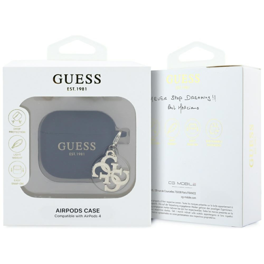 Husa Guess W/4G Charm pentru Apple AirPods 4, Neagra