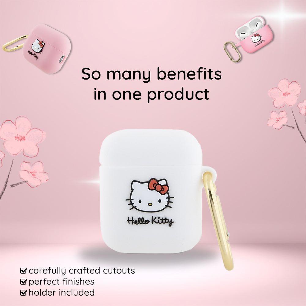 Husa Hello Kitty 3D Kitty Head pentru Apple AirPods Pro 2, Roz