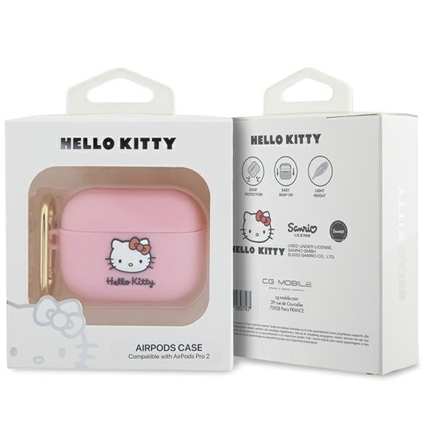 Husa Hello Kitty 3D Kitty Head pentru Apple AirPods Pro 2, Roz