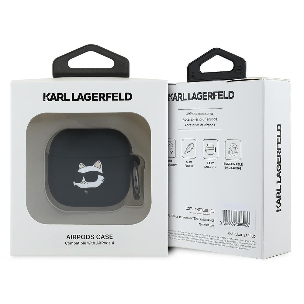 Husa Karl Lagerfeld 3D Choupette's Head pentru Apple AirPods 4, Neagra