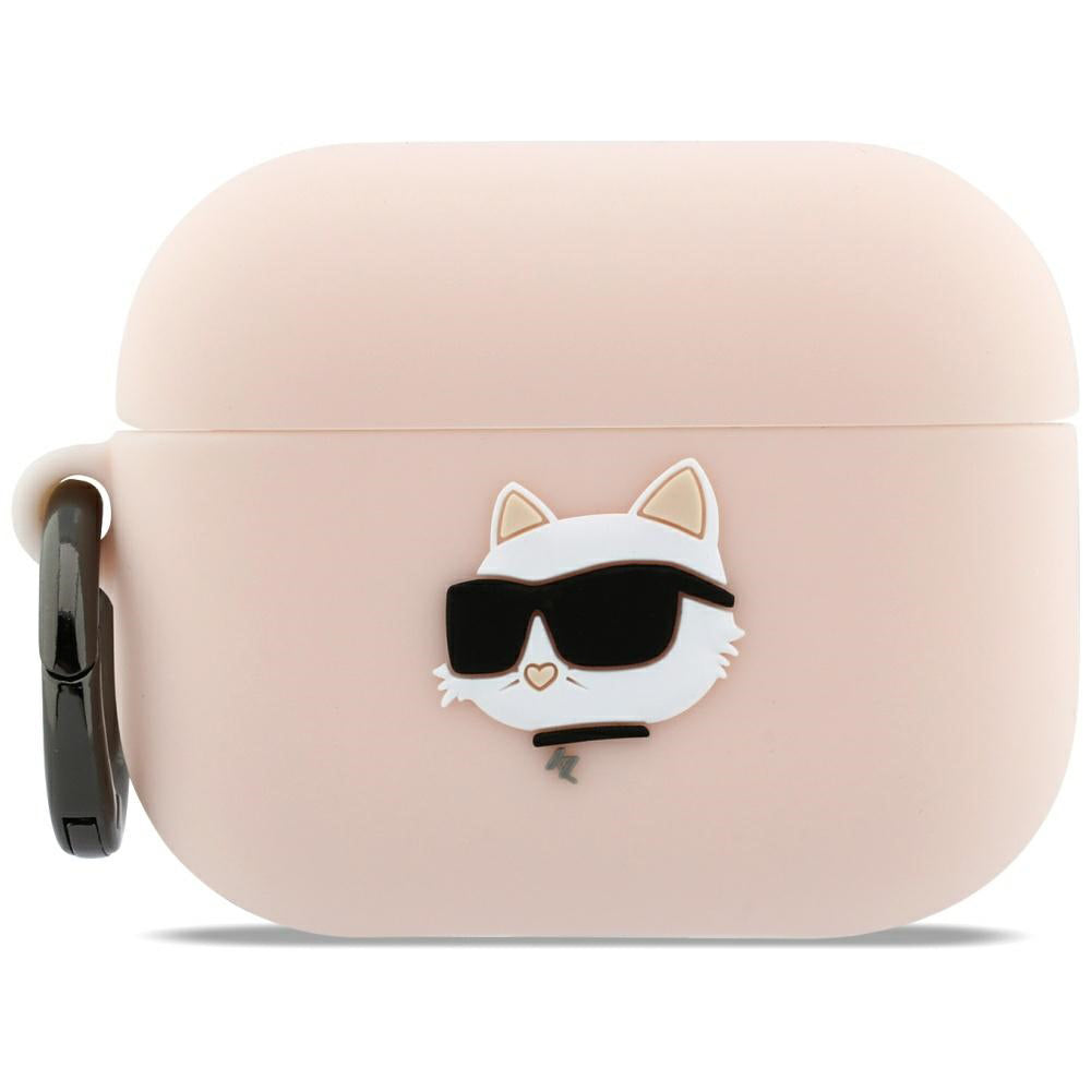 Husa Karl Lagerfeld Silicone Choupette's Head 3D pentru Apple AirPods Pro 3, Roz