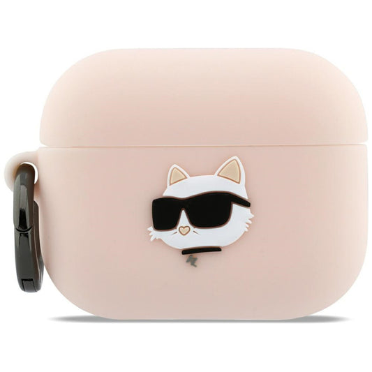 Husa Karl Lagerfeld Silicone Choupette's Head 3D pentru Apple AirPods Pro 3, Roz
