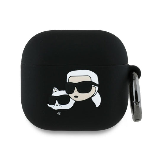Husa Karl Lagerfeld 3D Karl & Choupette's Heads pentru Apple AirPods 4, Neagra