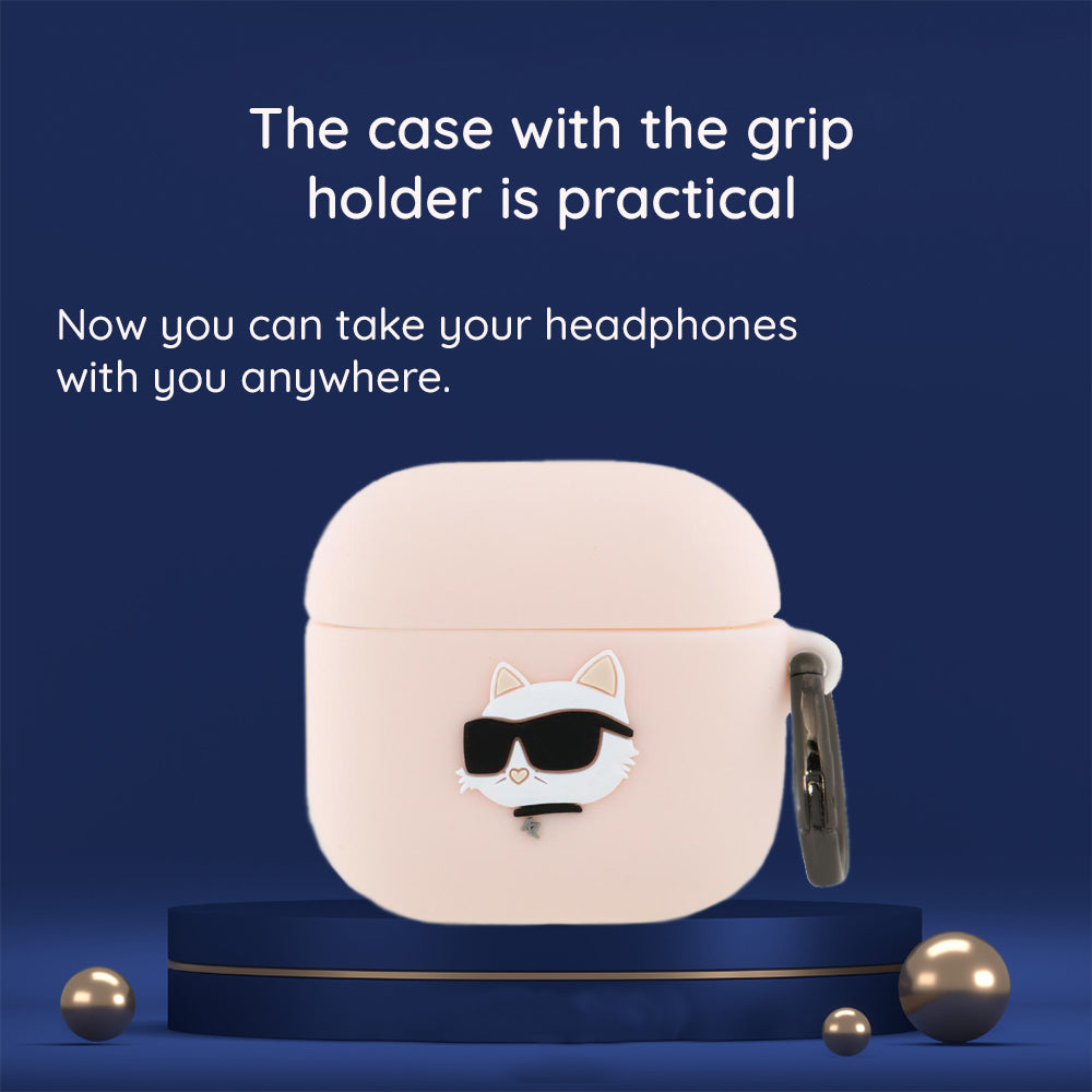 Husa Karl Lagerfeld 3D Karl & Choupette's Heads pentru Apple AirPods 4, Neagra