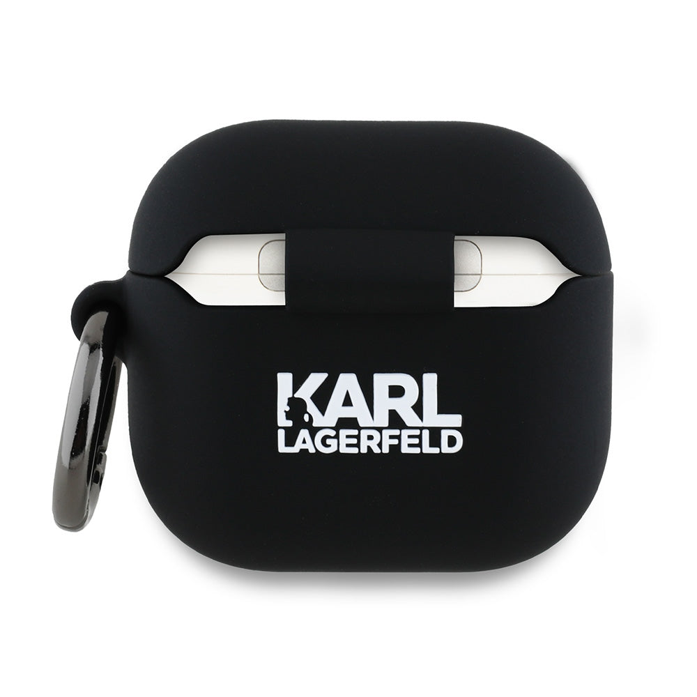 Husa Karl Lagerfeld 3D Karl's Head pentru Apple AirPods 4, Neagra
