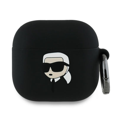 Husa Karl Lagerfeld 3D Karl's Head pentru Apple AirPods 4, Neagra