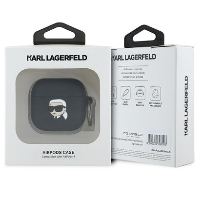 Husa Karl Lagerfeld 3D Karl's Head pentru Apple AirPods 4, Neagra