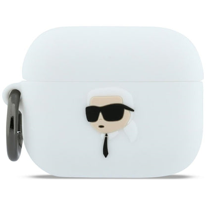 Husa Karl Lagerfeld 3D Karl's Head pentru Apple AirPods Pro 3, Alba