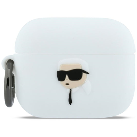 Husa Karl Lagerfeld 3D Karl's Head pentru Apple AirPods Pro 3, Alba