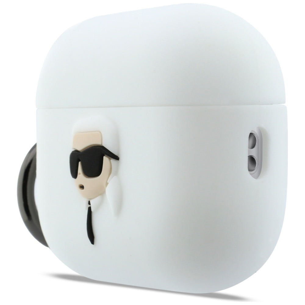 Husa Karl Lagerfeld 3D Karl's Head pentru Apple AirPods Pro 3, Alba